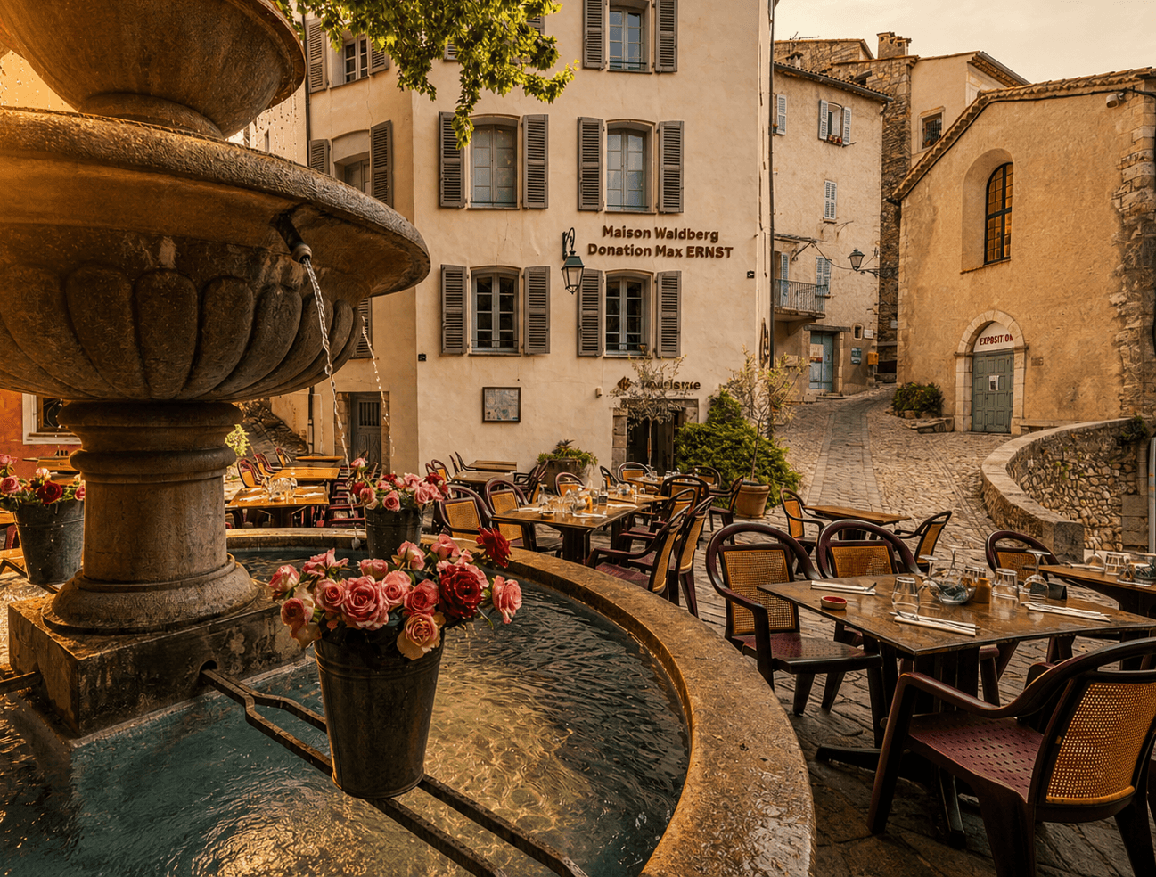Place et fontaine de Seillans, village médiéval du Var