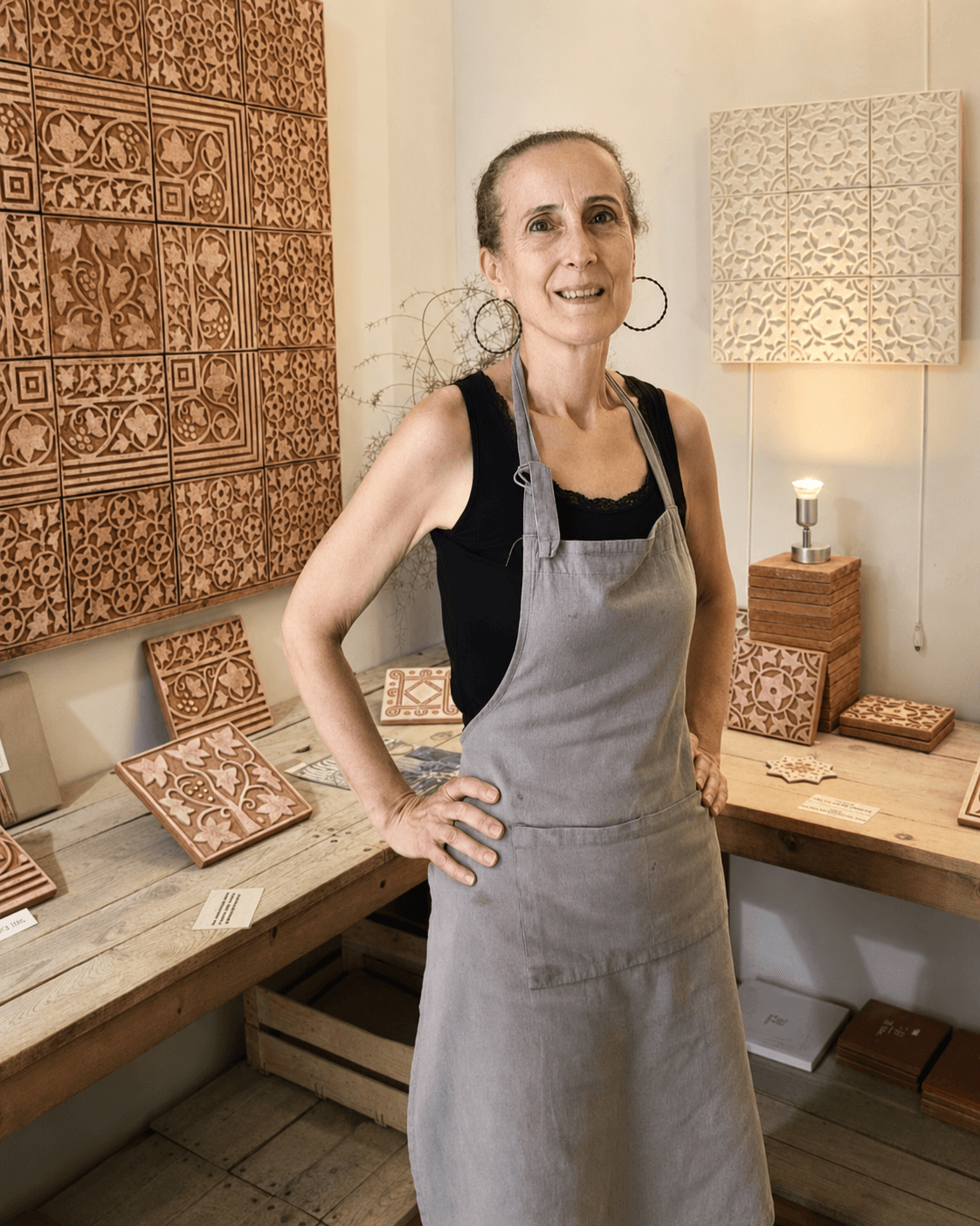 Fabienne, céramiste dans son atelier à Seillans
