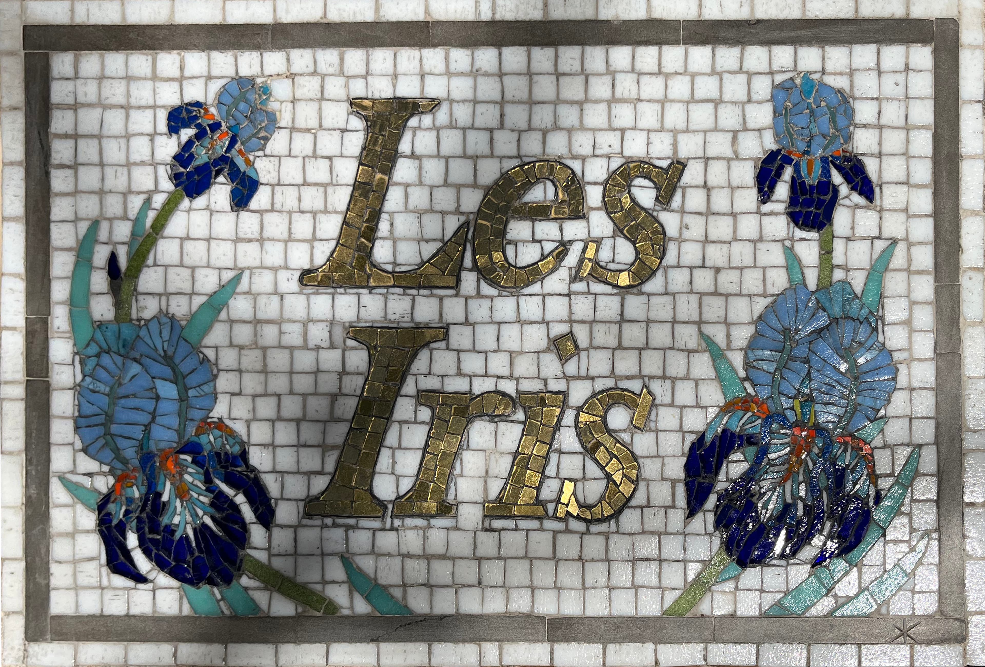 Les Iris — mosaïque (40 × 27 × 2,5 cm) — pièce unique