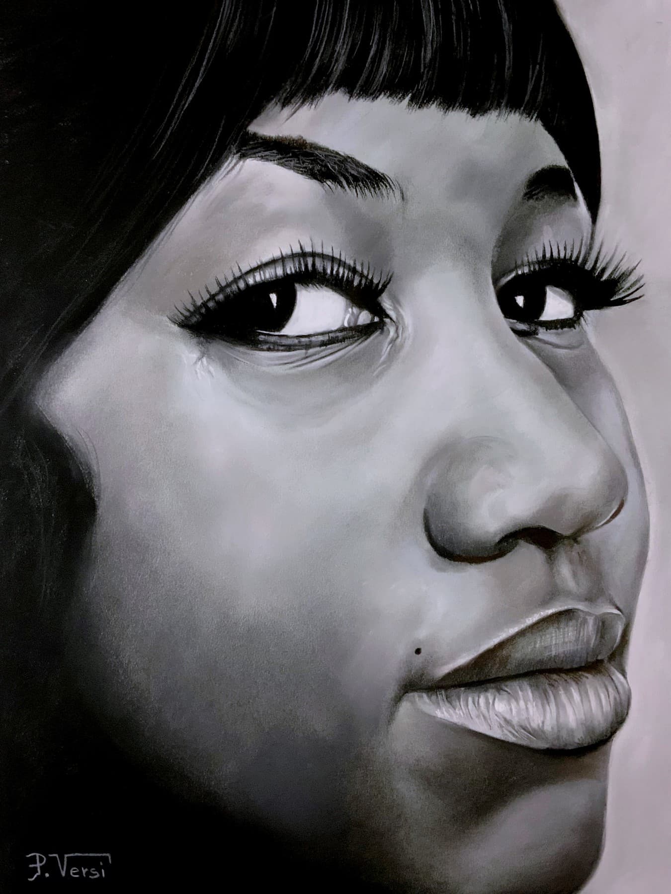 Portrait au pastel - Regard de Grâce - Aretha Franklin image 1