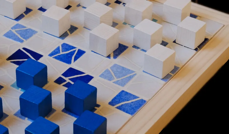 Jeu de dames bleu et blanc image 2