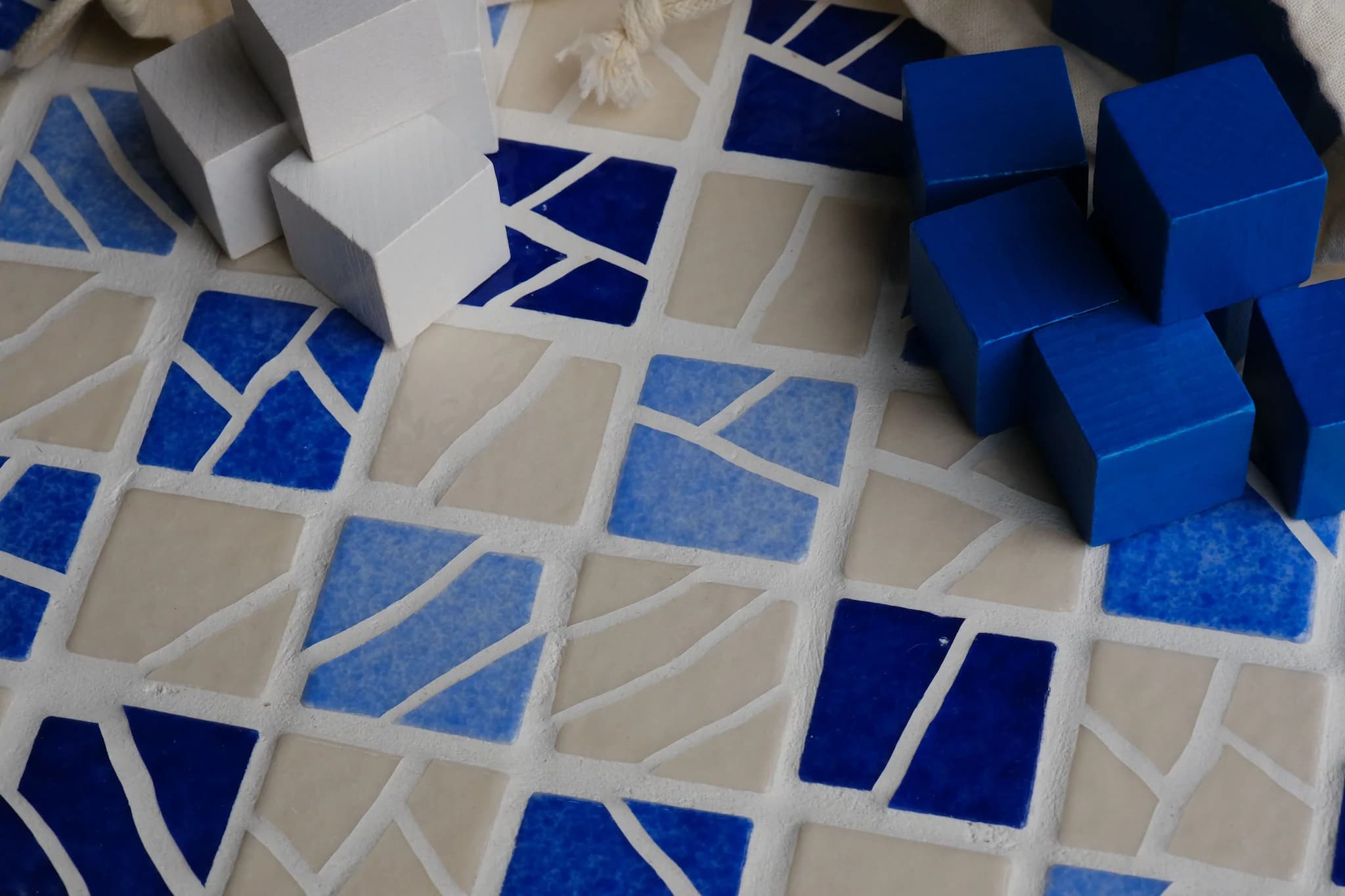 Jeu de dames bleu et blanc image 3